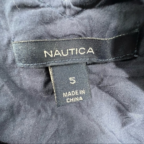 Nautica Blue White Polka Dot Lined Dress Size 5 Little Girl's - Picture 2 of 6